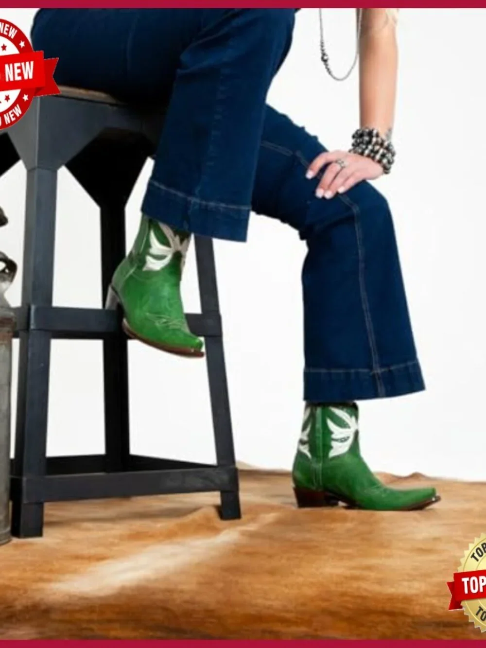Handcrafted Western Ankle Boots with Floral Inlays, Snip Toe, Side Zipper